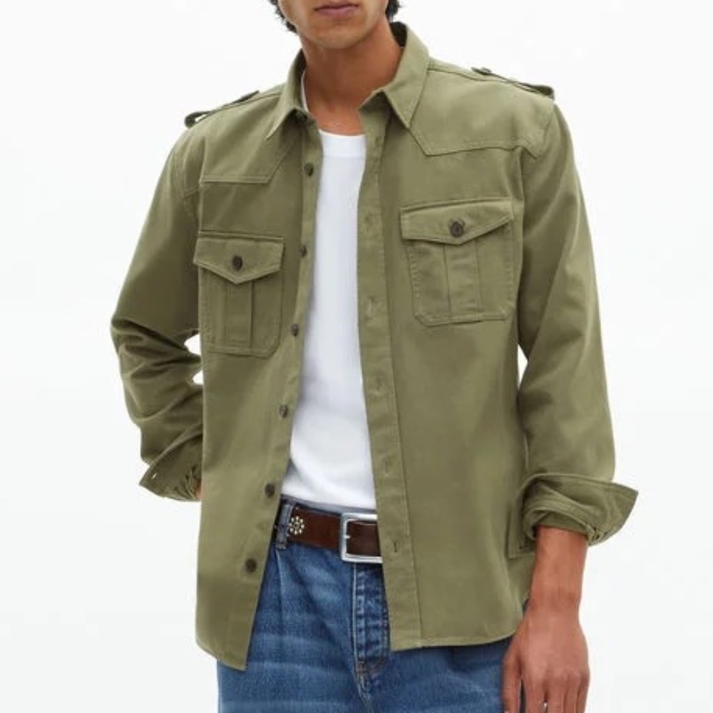 NWT‎ The Kooples Khaki Officer Style Overshirt | Size XL - Army Green
